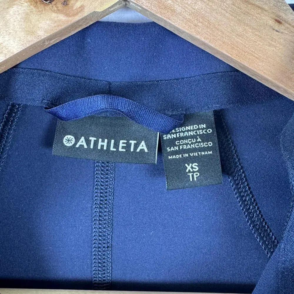 Athleta XS Navy Performance Full Zip Jacket Thumbholes Activewear - Picture 2 of 7